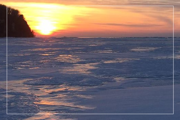 ice fishing sunset sturgeon bay