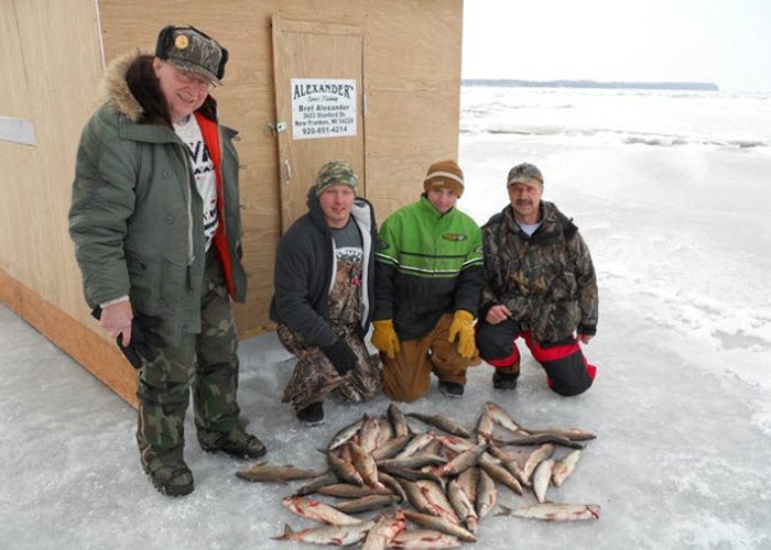 white fish caught ice fishing in door county